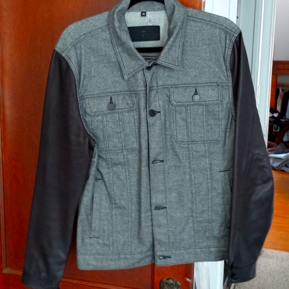 7 for all Mankind fabric jacket with genuine leather sleeves. Like new!!!